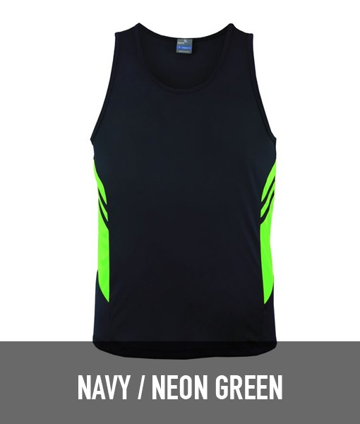 Aussie Pacific Tasman Singlet Navy Neon Green 1111