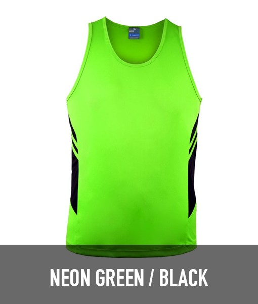 Aussie Pacific Tasman Singlet Neon Green Black 1111