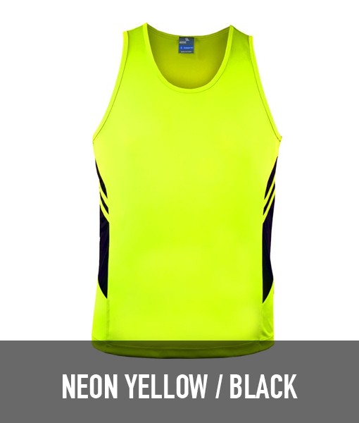 Aussie Pacific Tasman Singlet Neon Yellow Black 1111