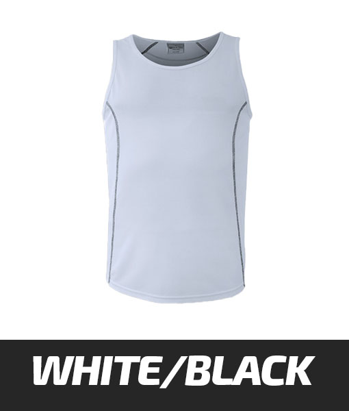 Bocini Essentials Singlet White Black CT0926