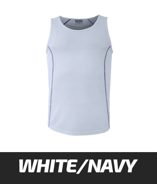 Bocini Essentials Singlet White Navy CT0926
