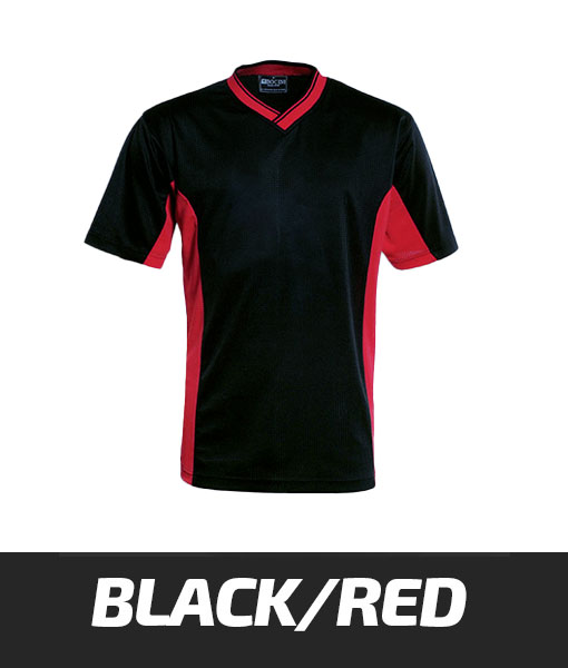 Bocini Soccer Panel Tshirt Black Red CT838
