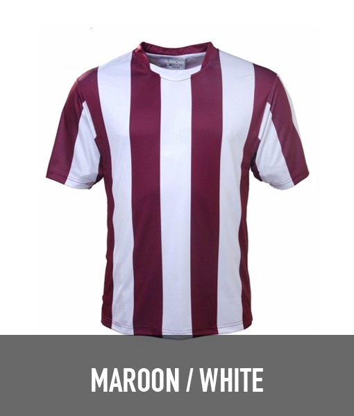 Bocini Sublimated Stripe T shirt Maroon White CT1102