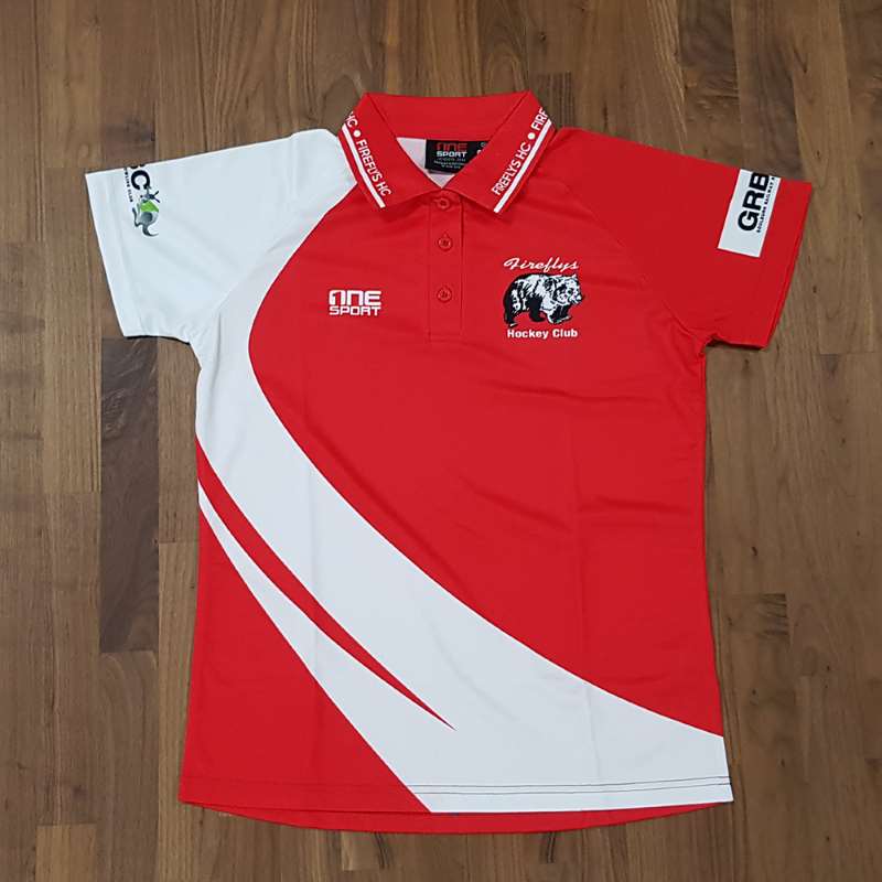 Polo Fireflys Hockey White Red 3 Front