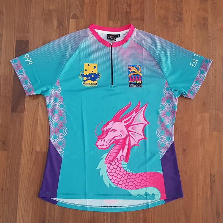 Tshirt Dragon Boating Aqua Pink Front